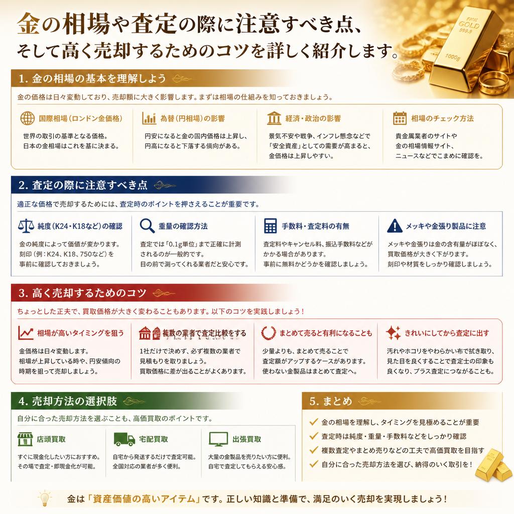 金を高く売るためのポイント