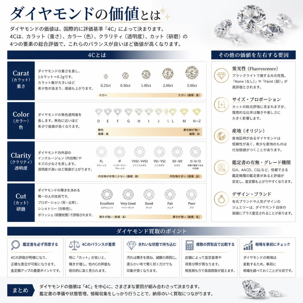 ダイヤモンドの買取について