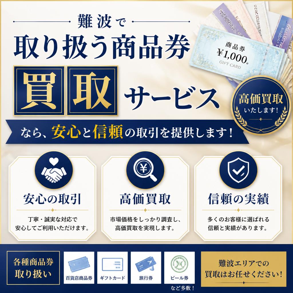 難波で取り扱う商品券買取サービスなら、安心と信頼の取引を提供します！