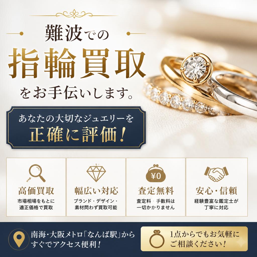 難波での指輪買取をお手伝いします。あなたの大切なジュエリーを正確に評価！