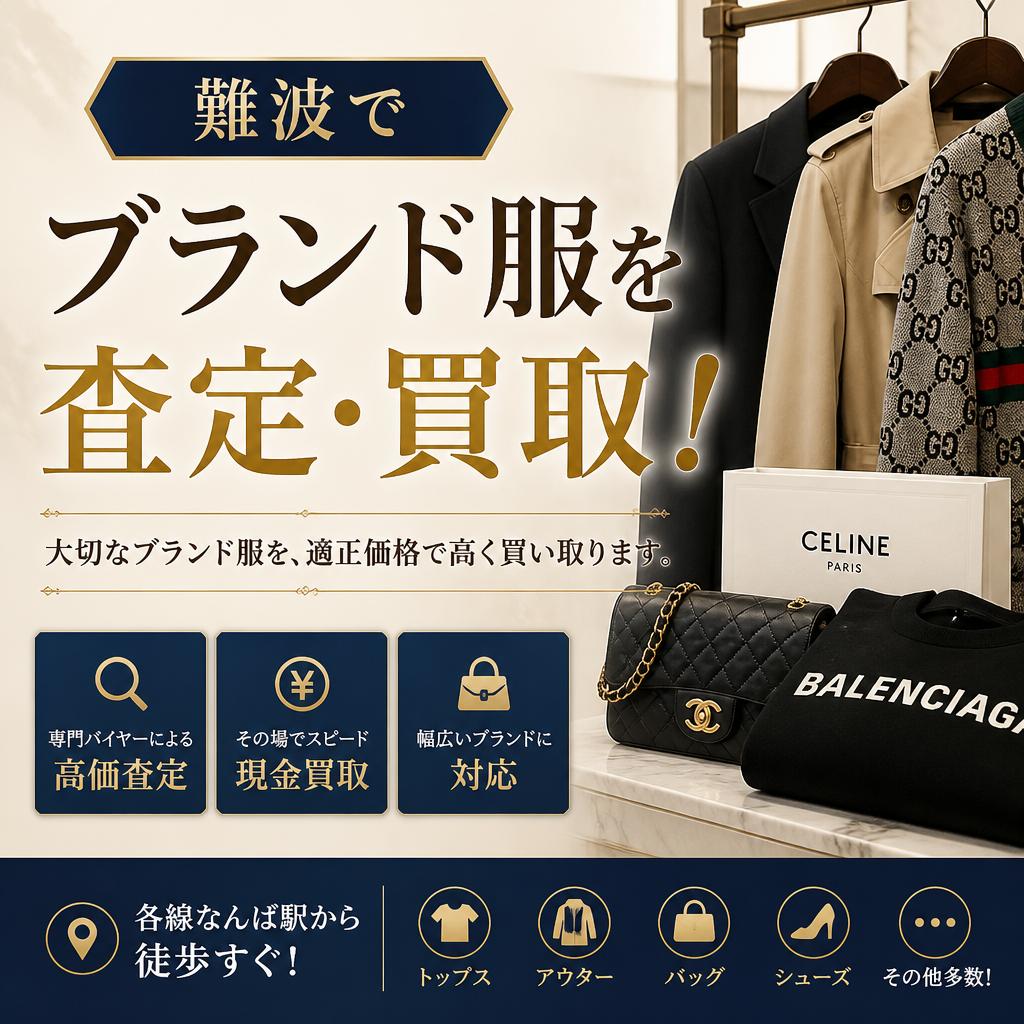 難波でブランド服を査定・買取！