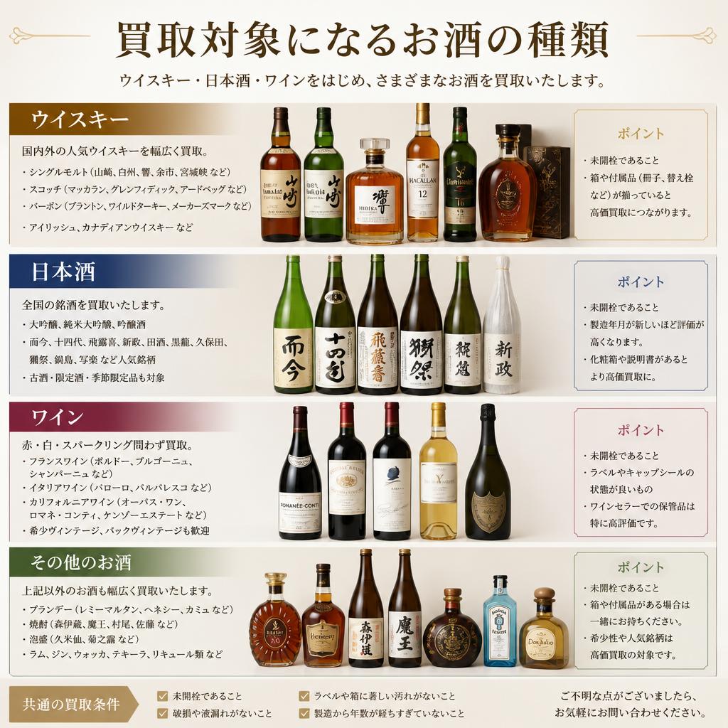 5. 買取できるお酒の種類