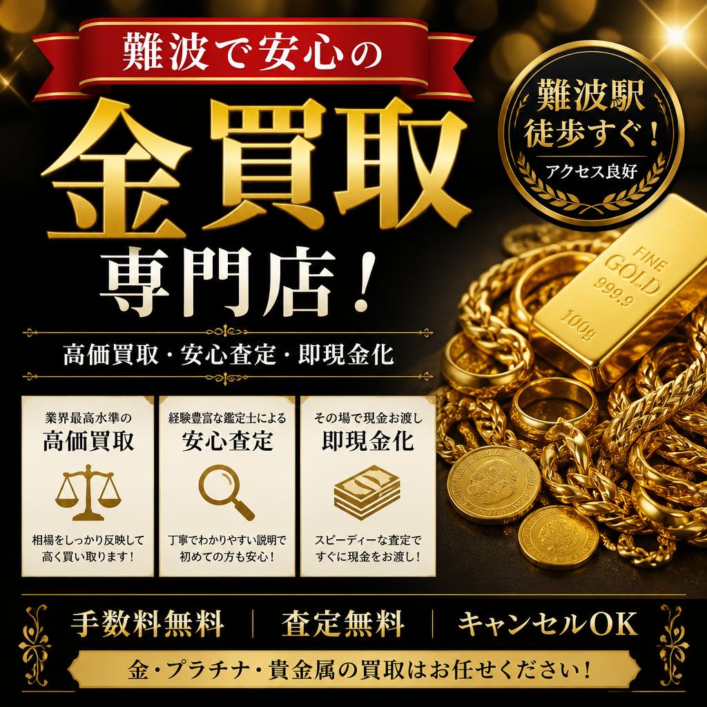 難波で安心の金買取専門店！