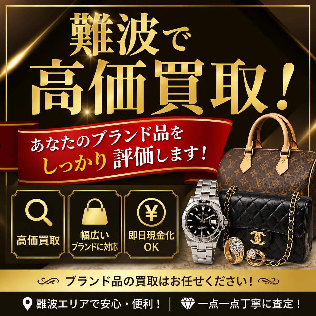 難波で高価買取！あなたのブランド品をしっかり評価します！