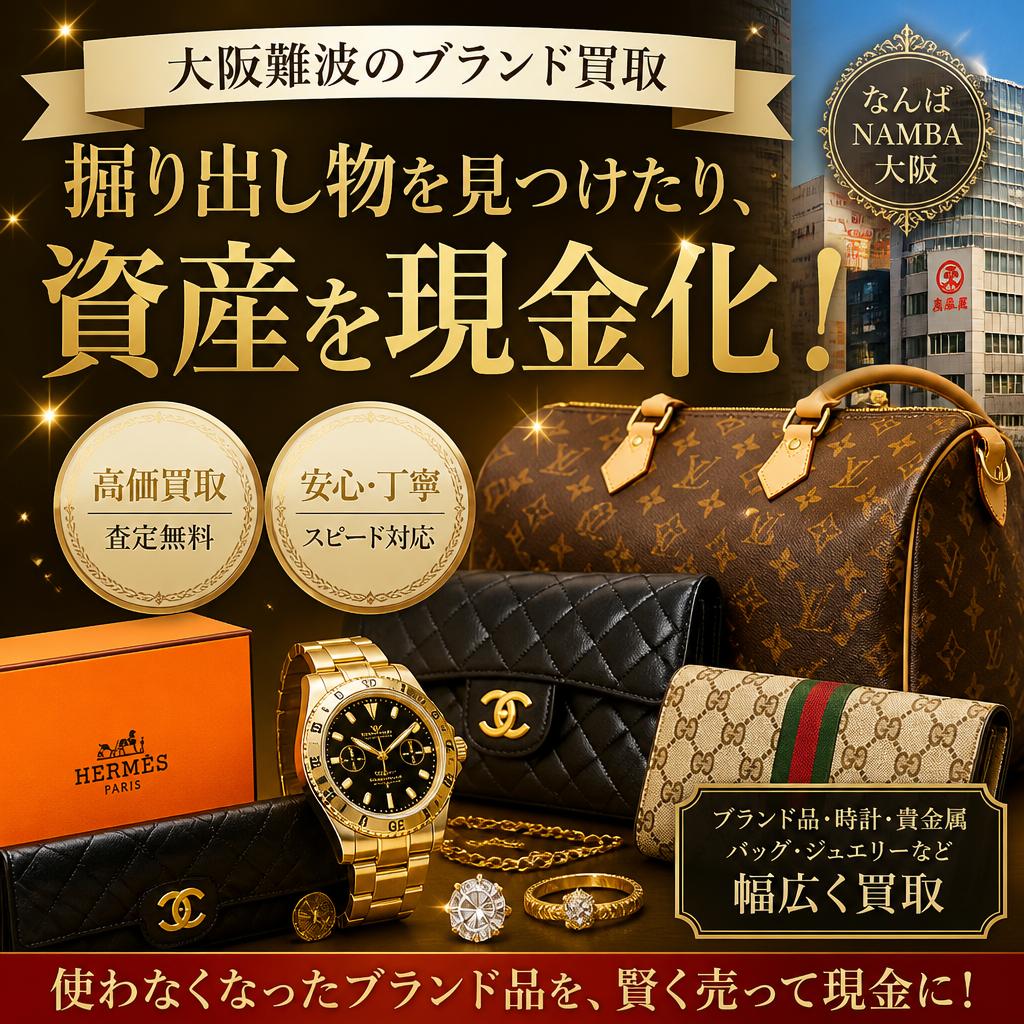 大阪難波のブランド買取で、掘り出し物を見つけたり、資産を現金化！