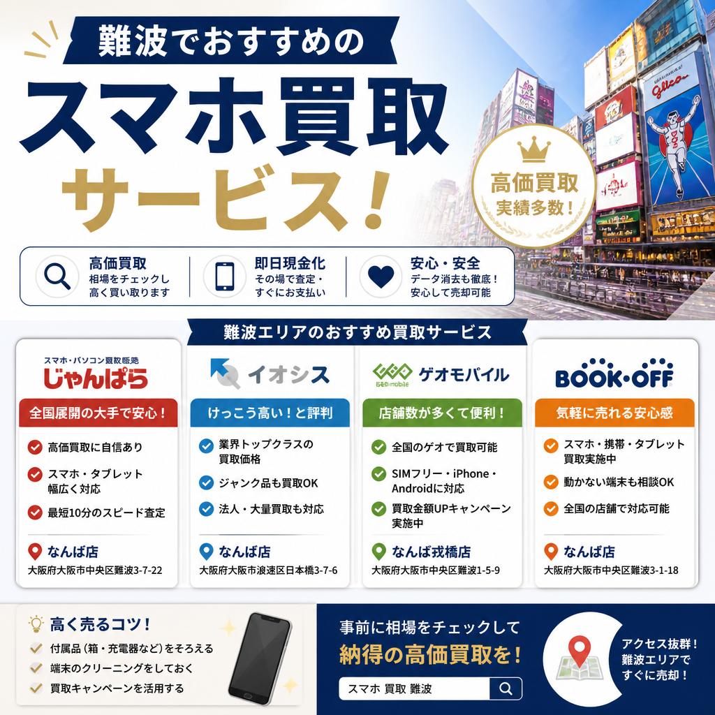 難波でおすすめのスマホ買取サービス！