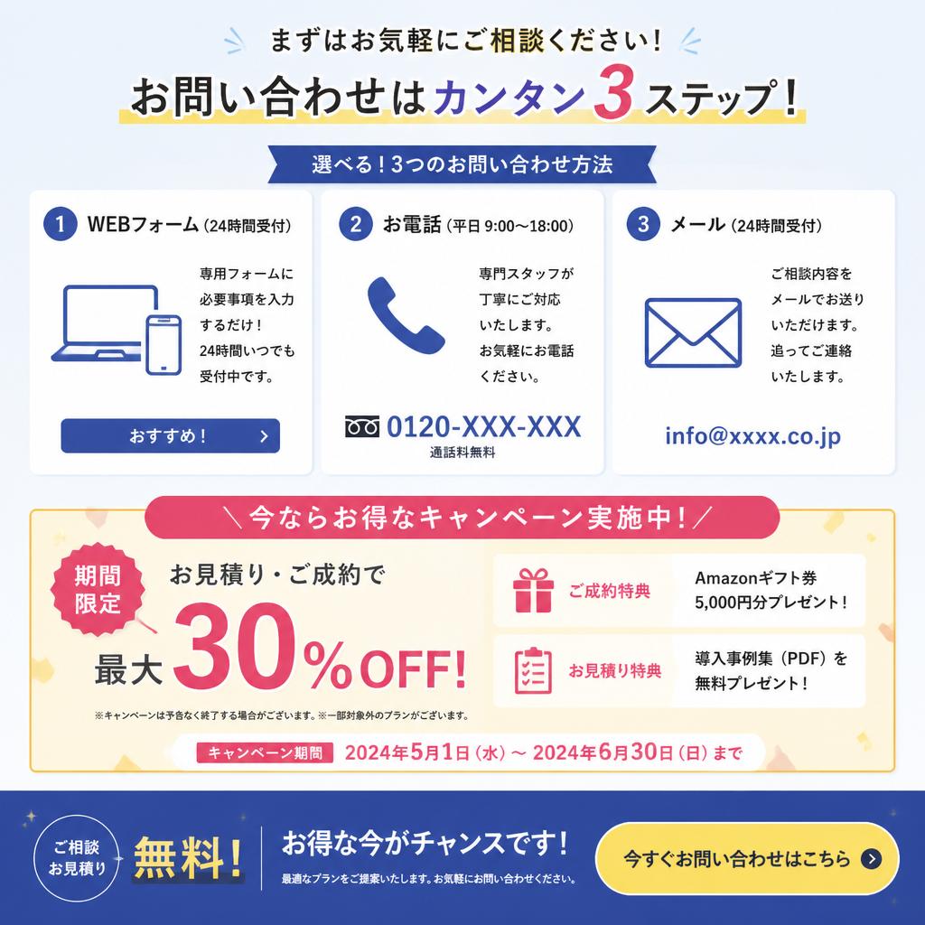 7. お問い合わせと特典のご案内