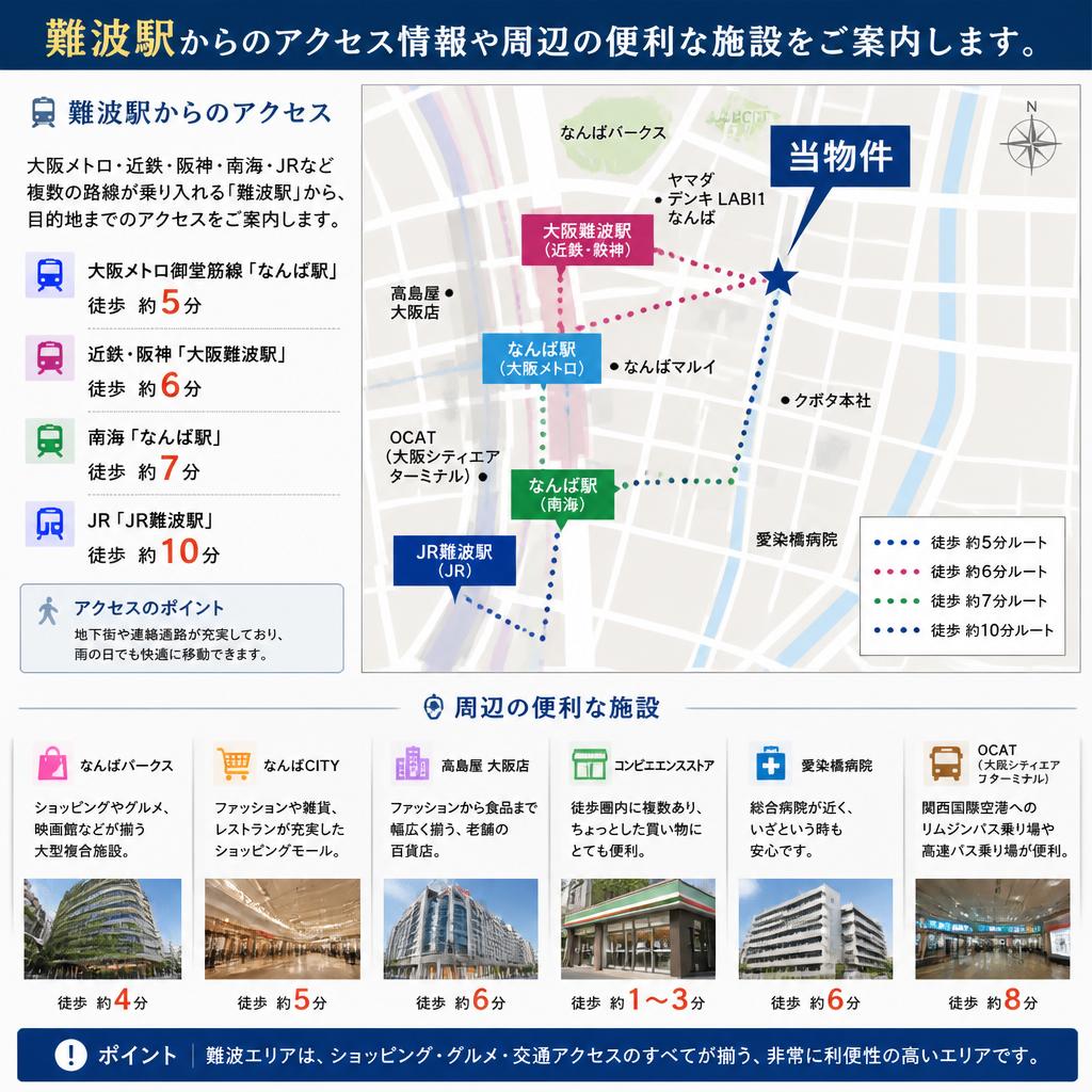 2. 難波でのアクセス