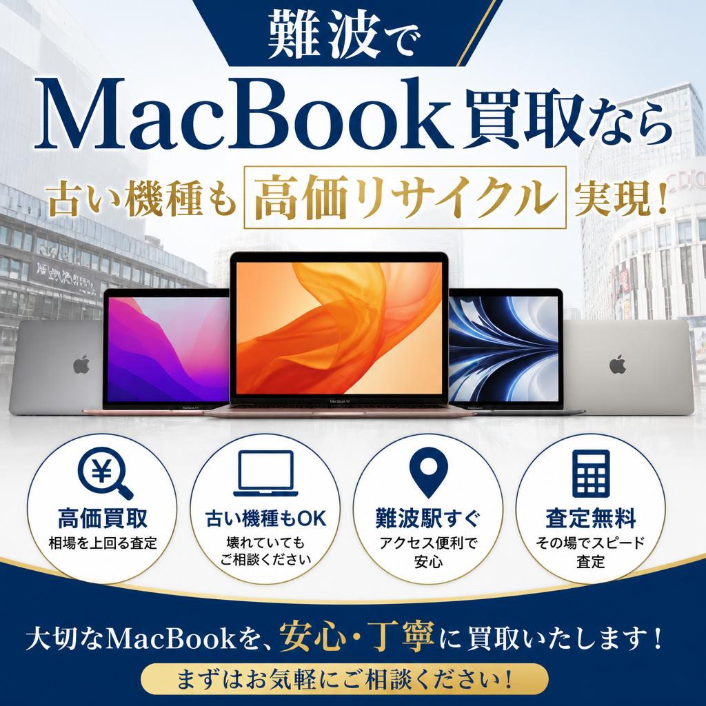 難波でMacBook買取なら、古い機種も高価リサイクル実現！