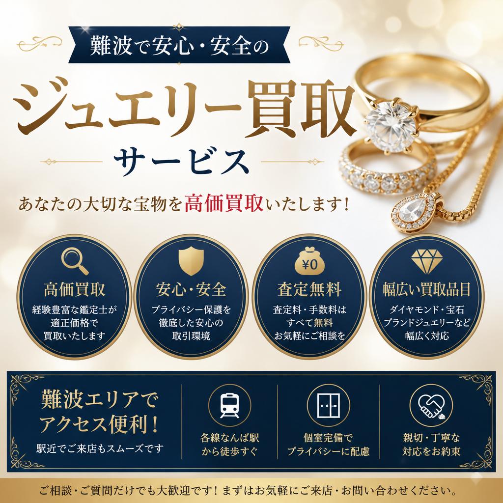 難波で安心・安全のジュエリー買取サービス - あなたの大切な宝物を高価買取いたします！