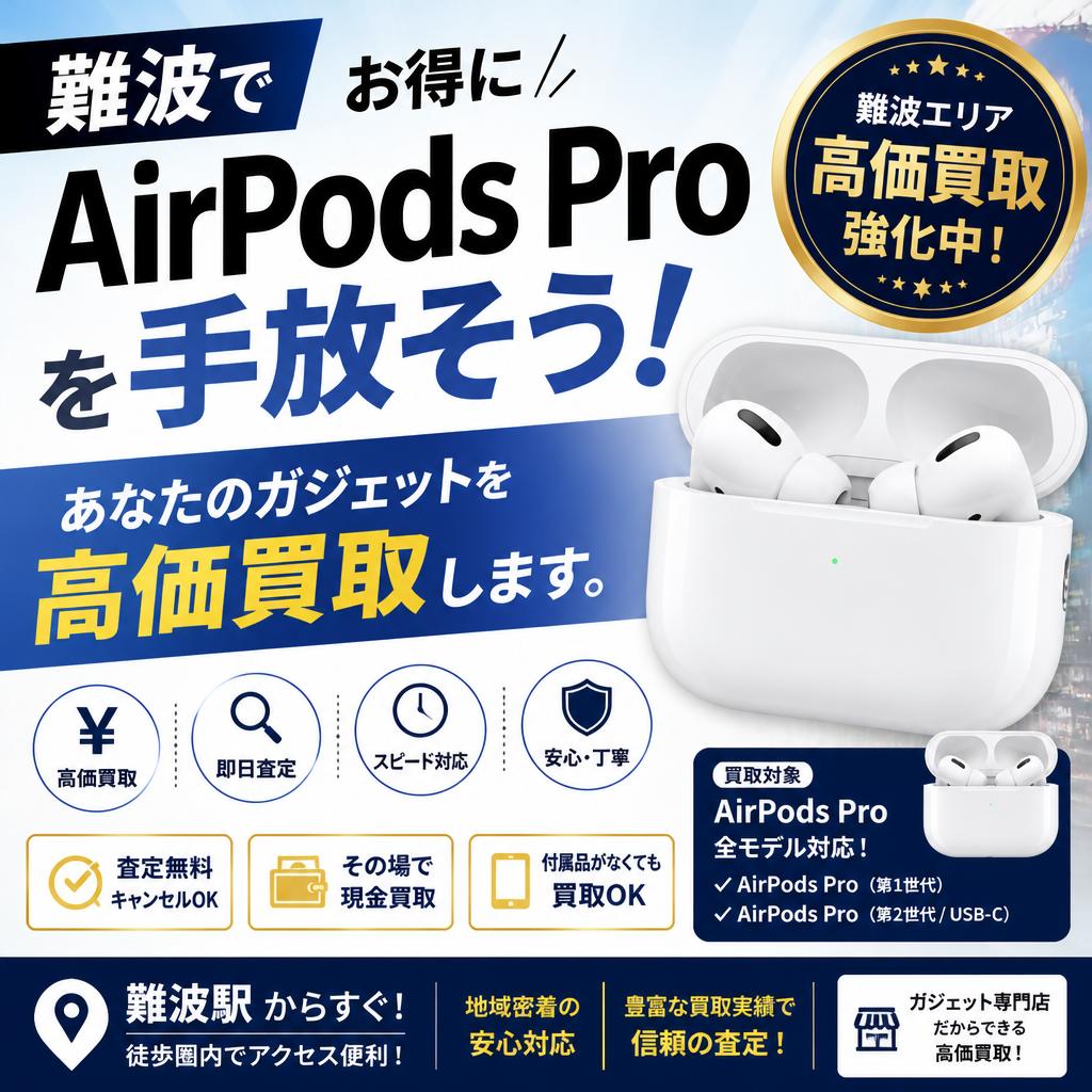 難波でお得にAirPods Proを手放そう！あなたのガジェットを高価買取します。