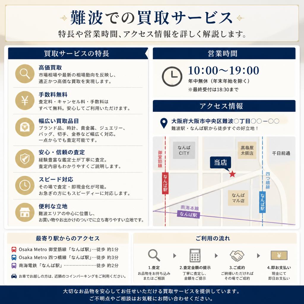 2. 難波の買取専門店の特長