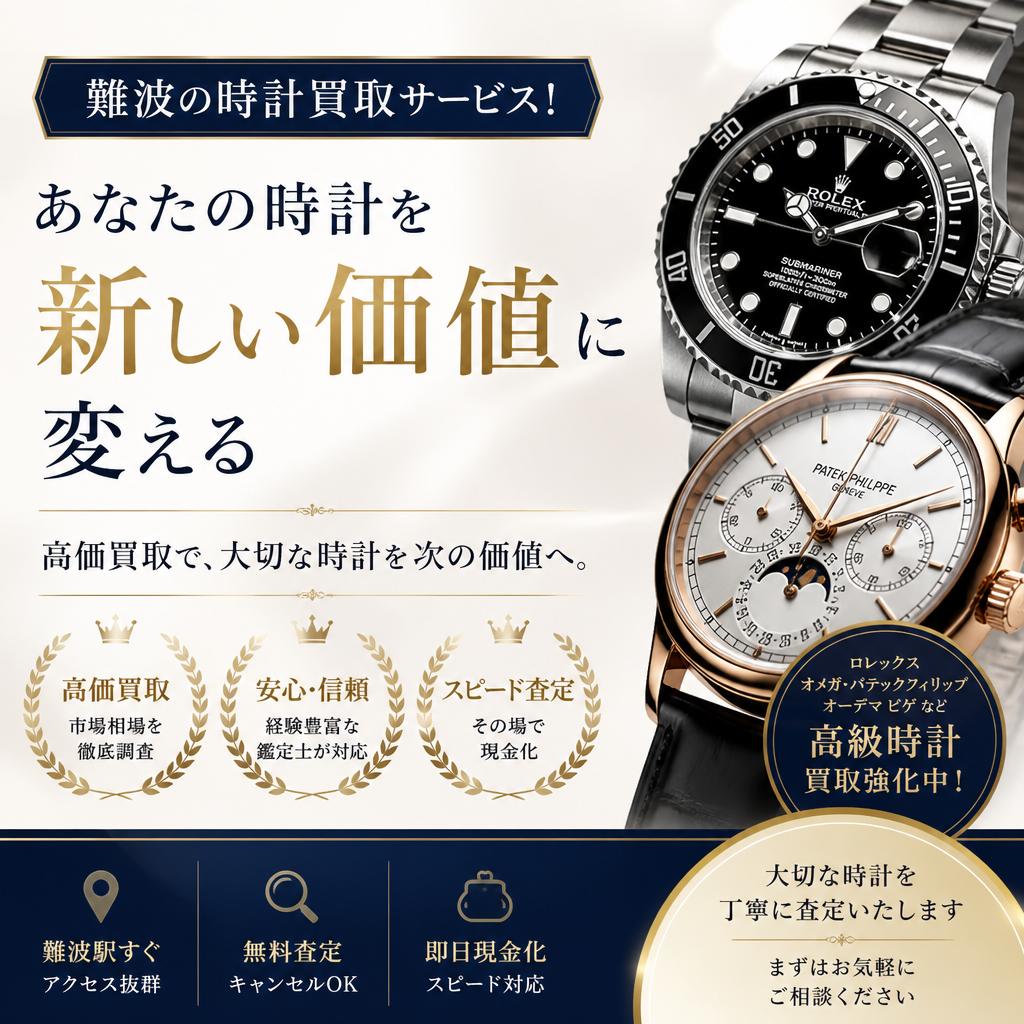 あなたの時計を新しい価値に変える、難波の時計買取サービス！