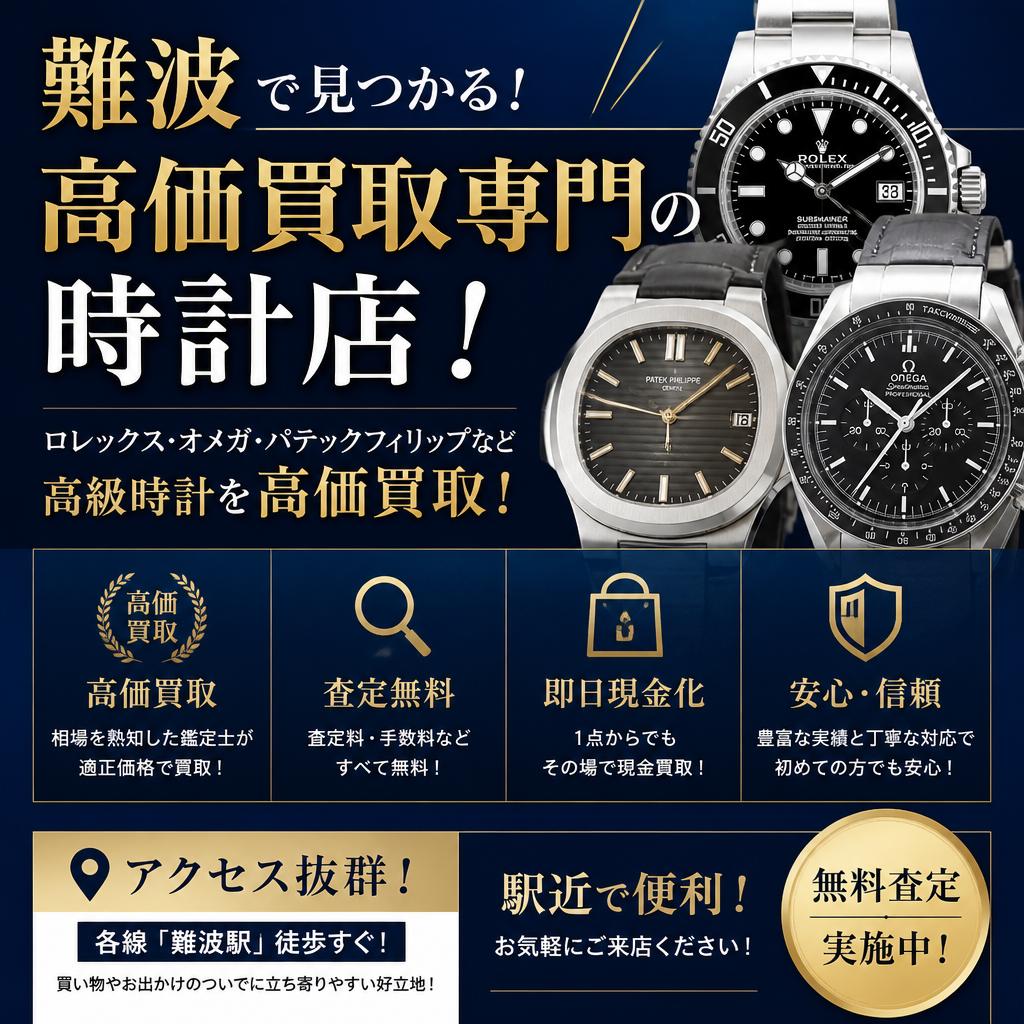 難波で見つかる！高価買取専門の時計店！