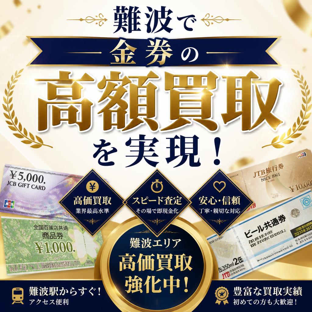 難波で金券の高額買取を実現！