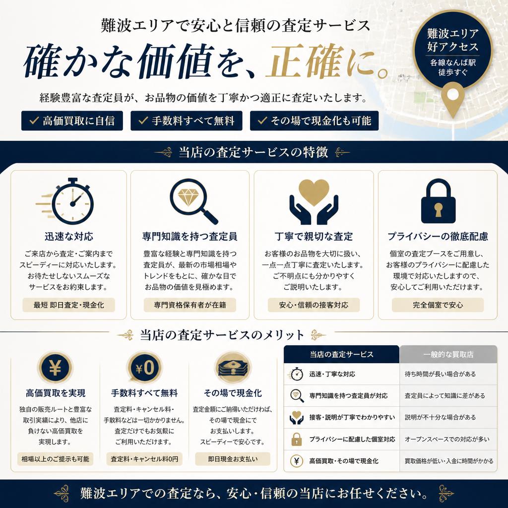 難波での査定サービスの特徴