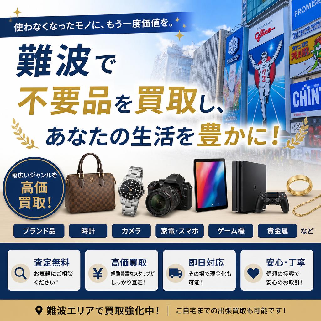 難波で不要品を買取し、あなたの生活を豊かに！