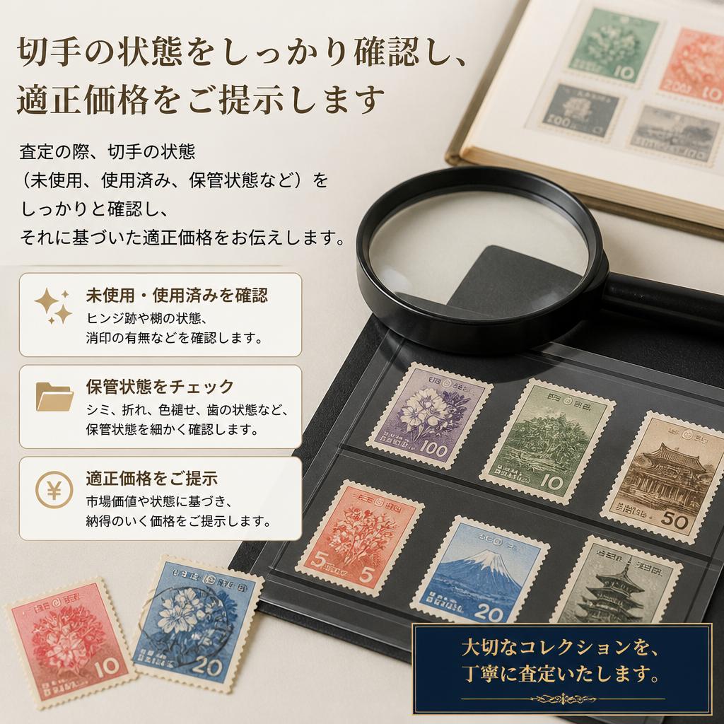 切手の状態をしっかり確認