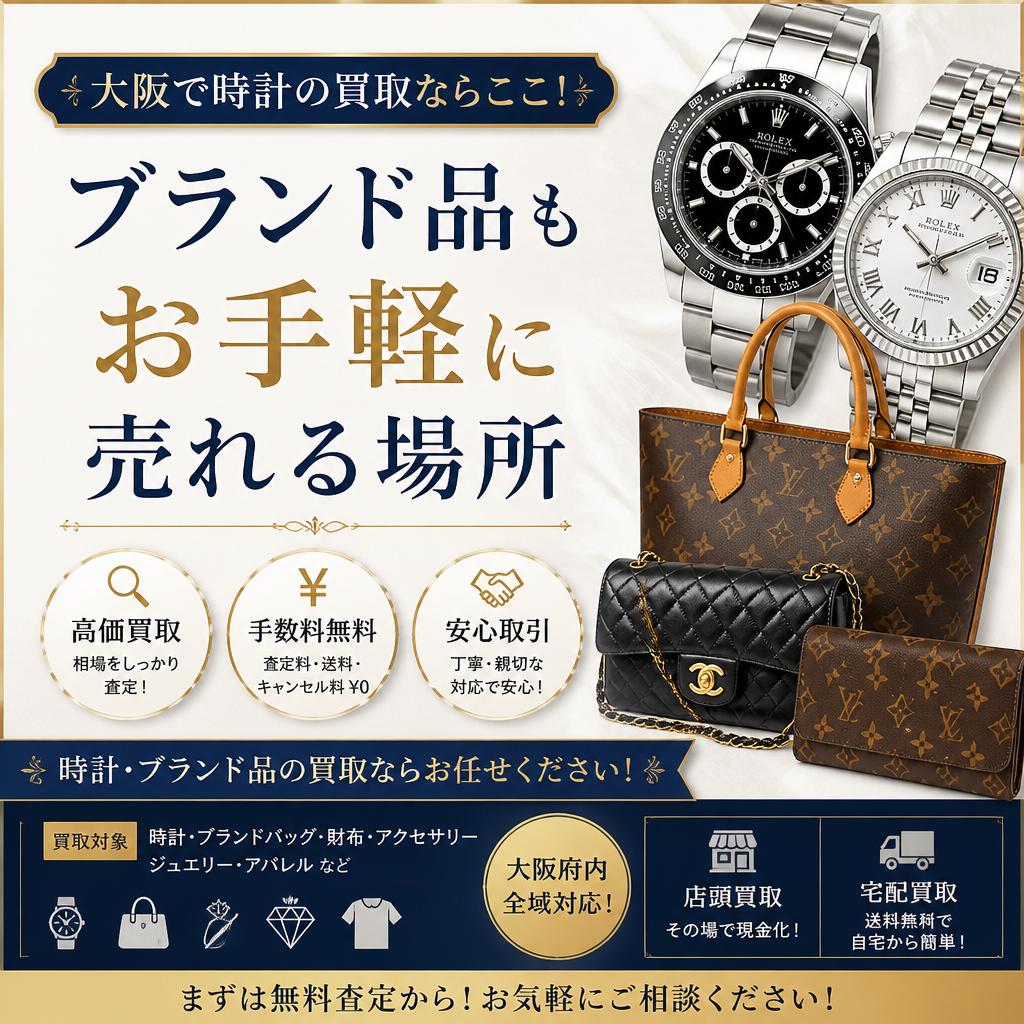 大阪で時計の買取ならここ！ブランド品もお手軽に売れる場所